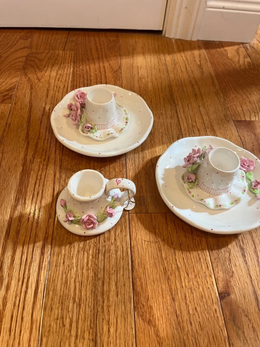 Hand & Heart ceramic children’s tea Set with Pink Rose Appliqués